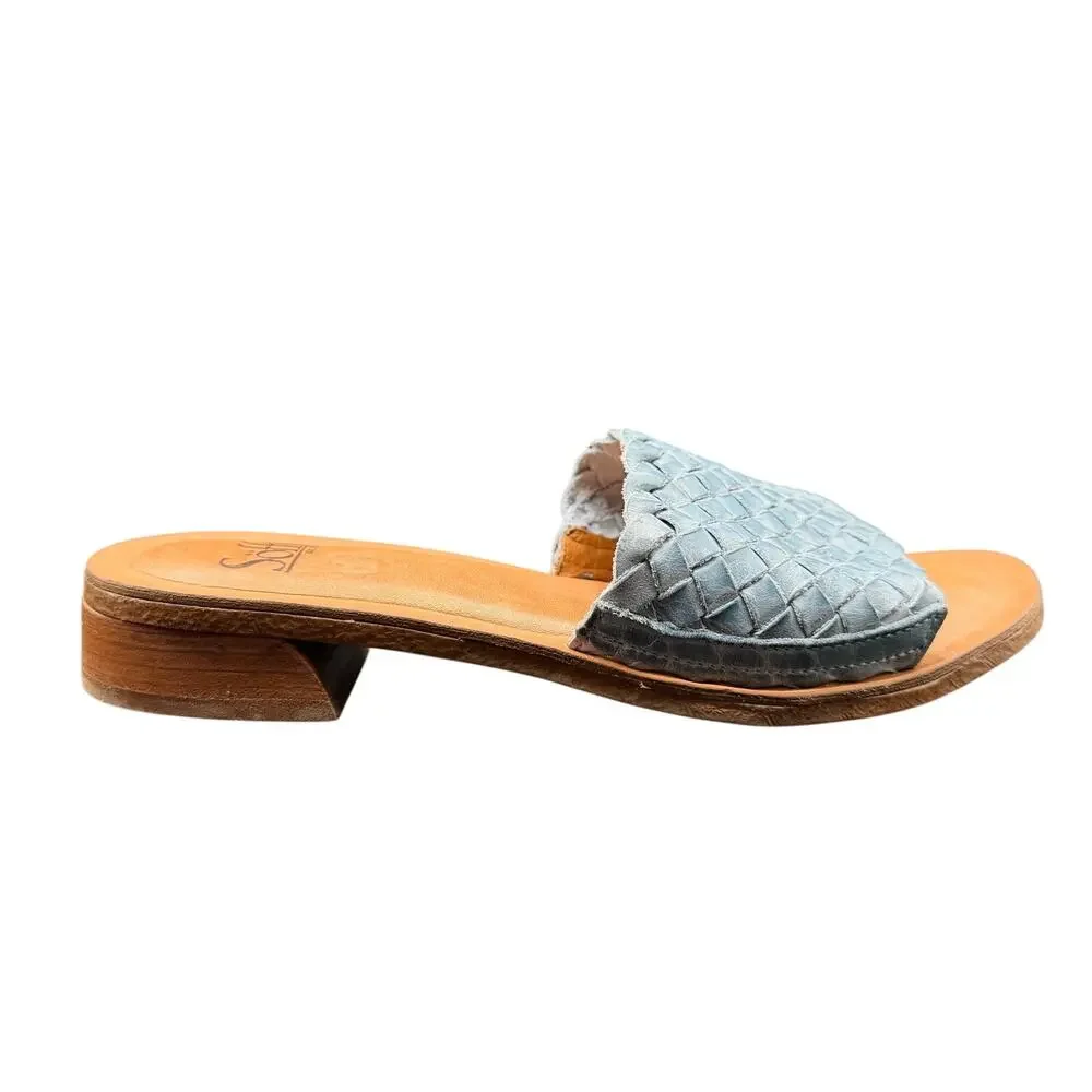 Söfft Woven Leather Slide Sandals Blue Women’s 8.5 EU 40 Low Heel
